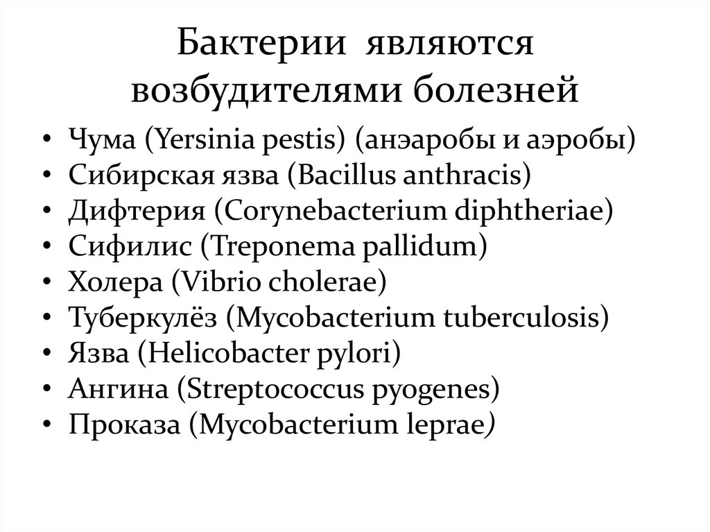 Бактериальными заболеваниями являются