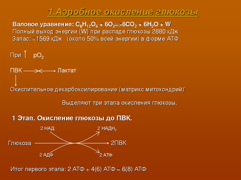 Аэробное окисление углеводов схема