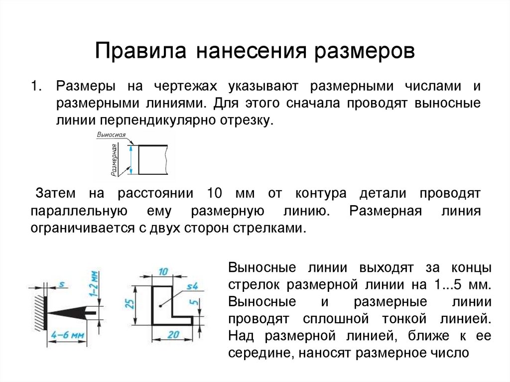 Размеры на чертеже наносят