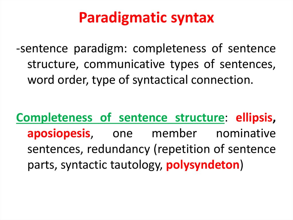 Paradigmatic syntax