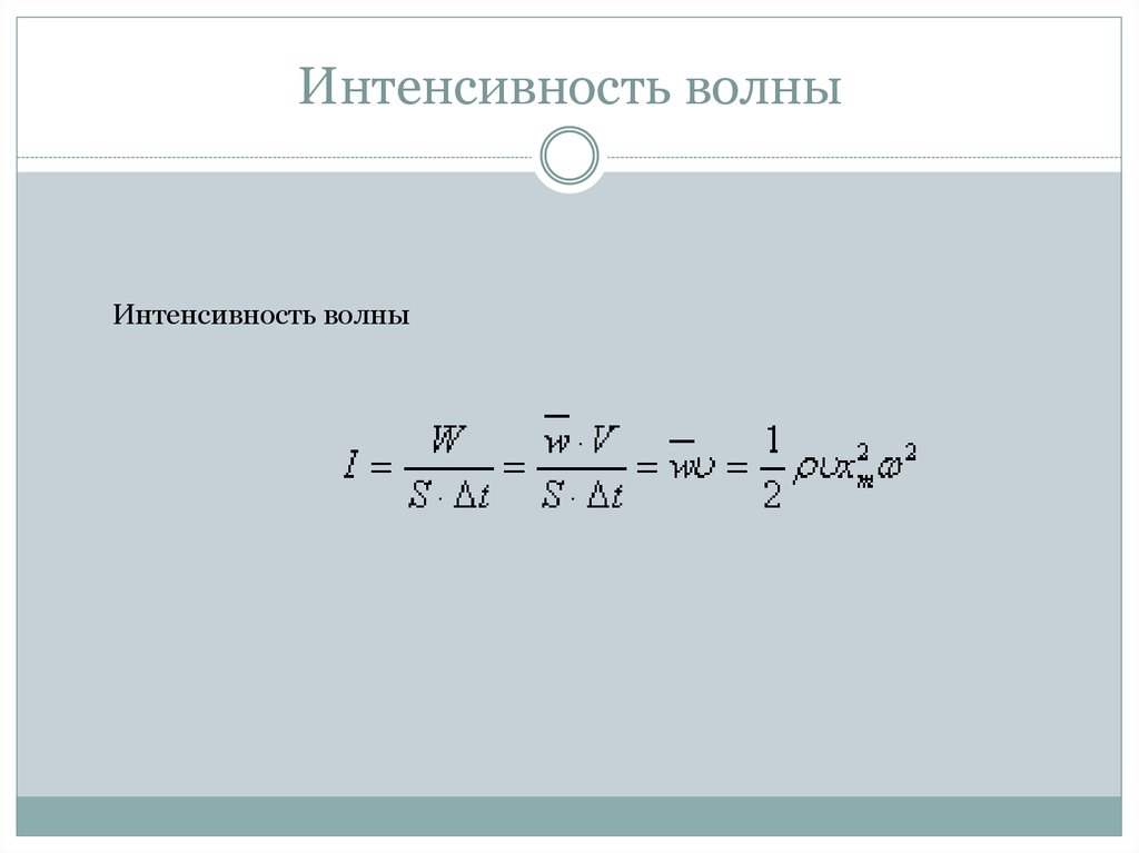 Интенсивность волны. Интенсивность волны определяют по формуле.