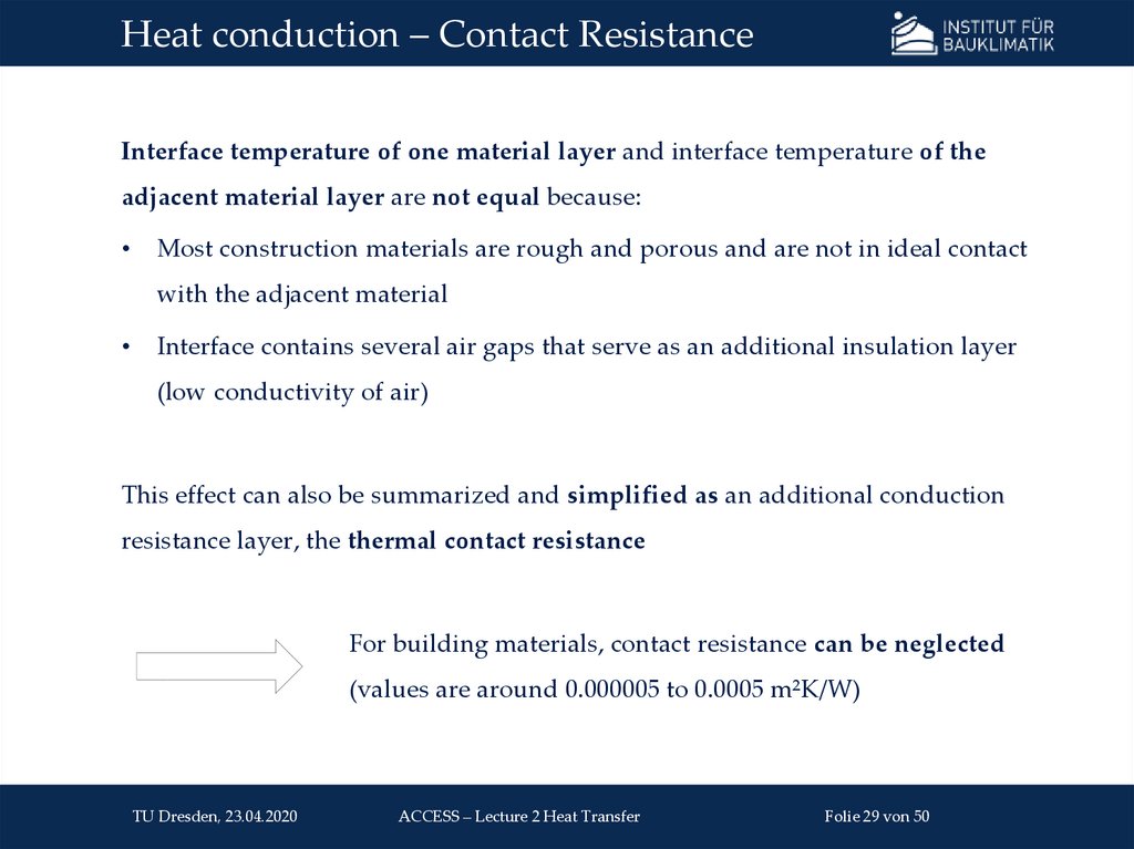 Heat conduction – Contact Resistance