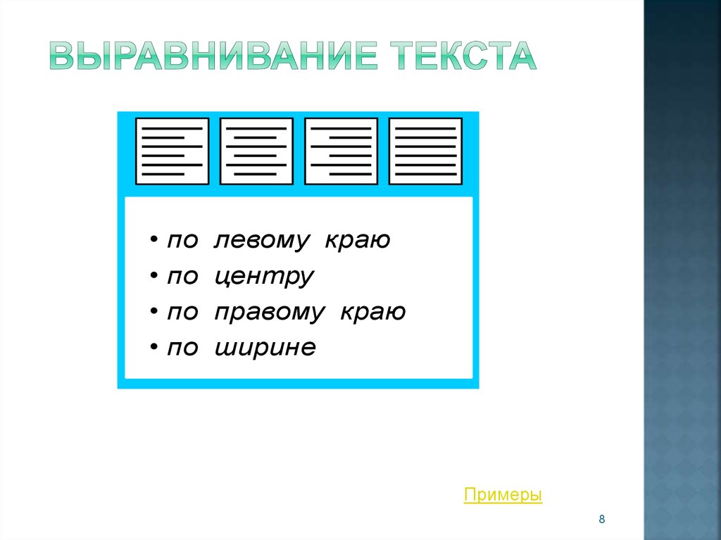 Выравнивание текста. Варианты выравнивания текста. Виды выравнивания текста. Выравнивание текста по правому краю. Выравнивание текста примеры.