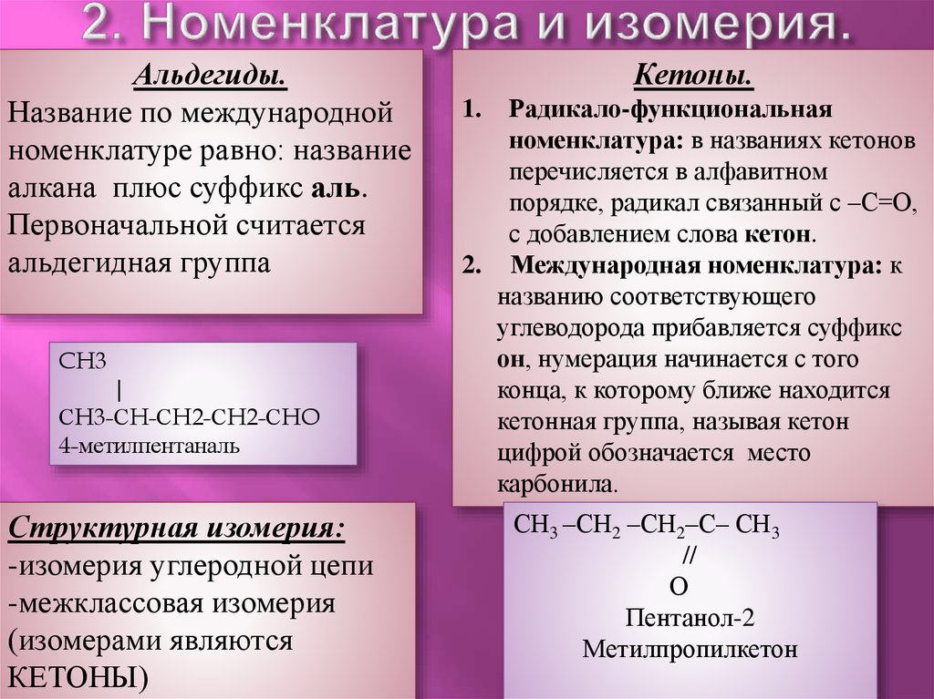 Кетоны номенклатура и изомерия. Альдегиды изомерия и номенклатура. Альдегиды и кетоны номенклатура и изомерия. Изомерия и номенклатура альдегидов и кетонов.