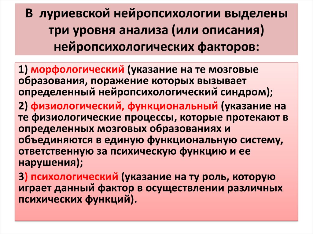 Понятие нейропсихологического фактора и синдрома презентация