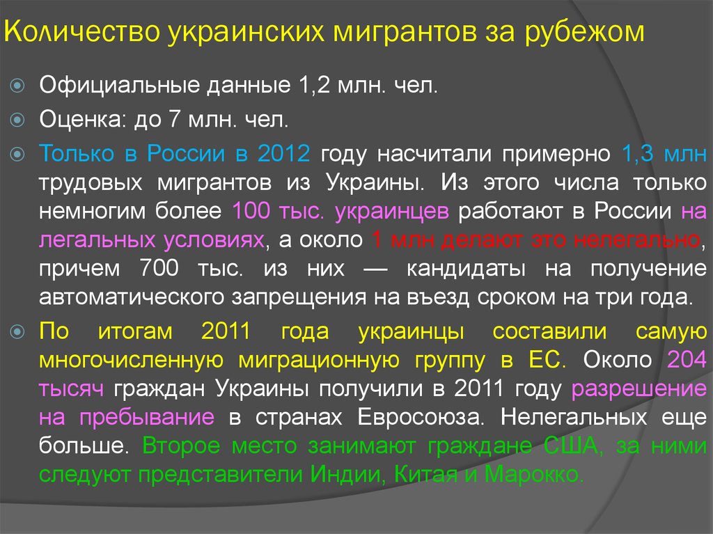 Международная трудовая миграция это. Числа на украинском.