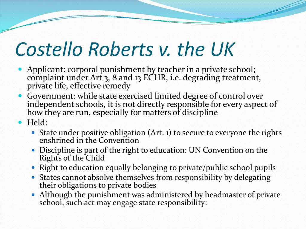 Costello Roberts v. the UK