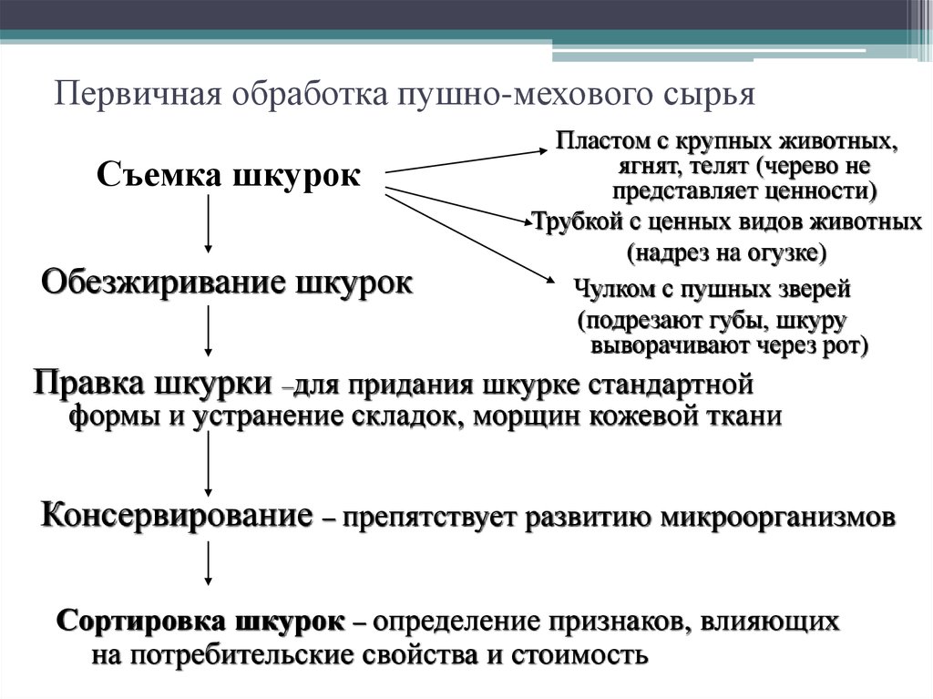 Процессы первичной обработки сырья