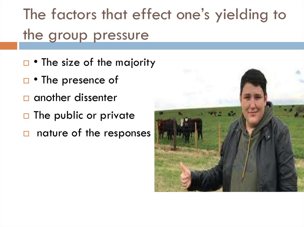 The factors that effect one’s yielding to the group pressure