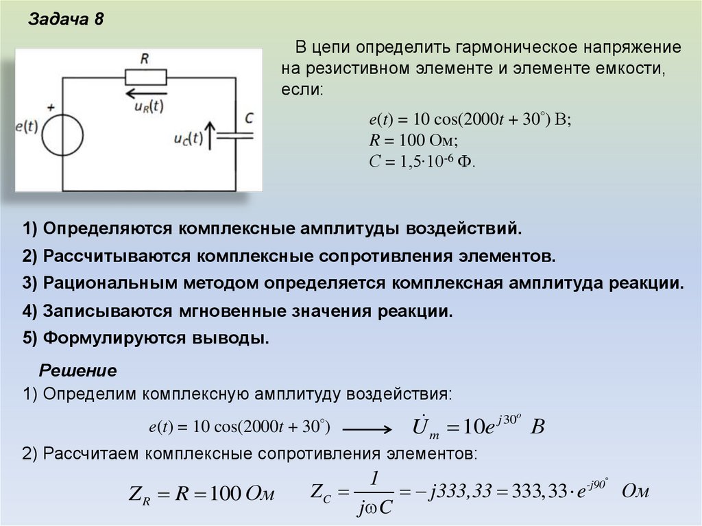 Комплексное сопротивление емкости. Комплексное сопротивление RC цепи. Комплексная амплитуда гармонического напряжения. Амплитудно напряжение в цепи.