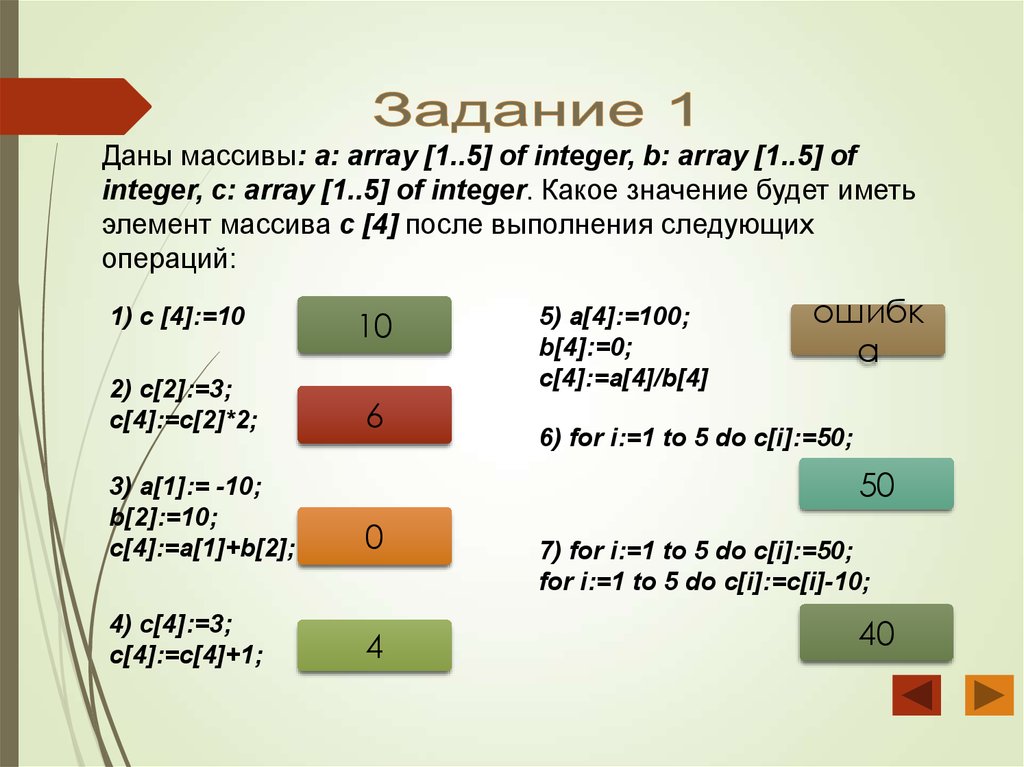 Массивы в паскале 9 класс презентация семакин