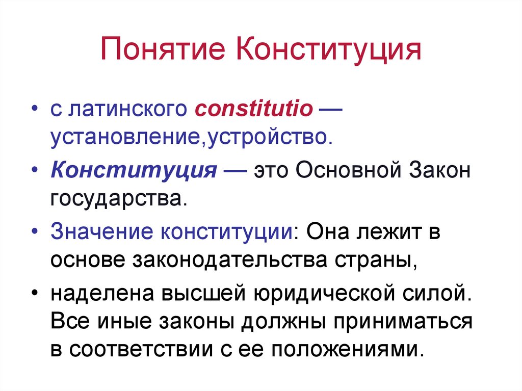 Понятие конституции