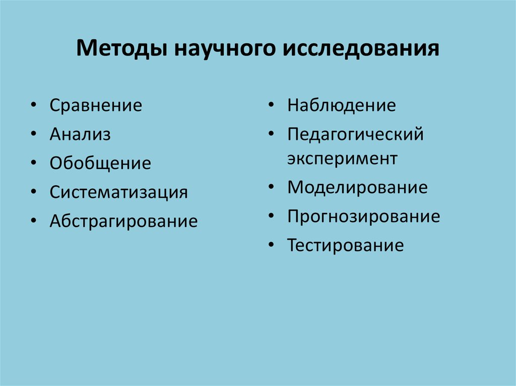 Способы научного исследования