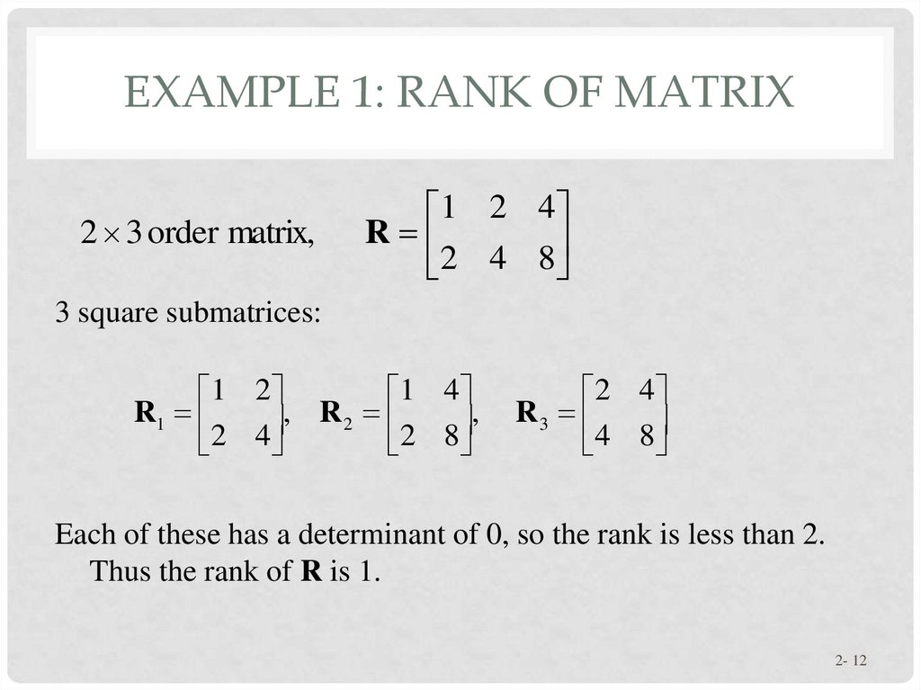 Example 1: Rank of Matrix