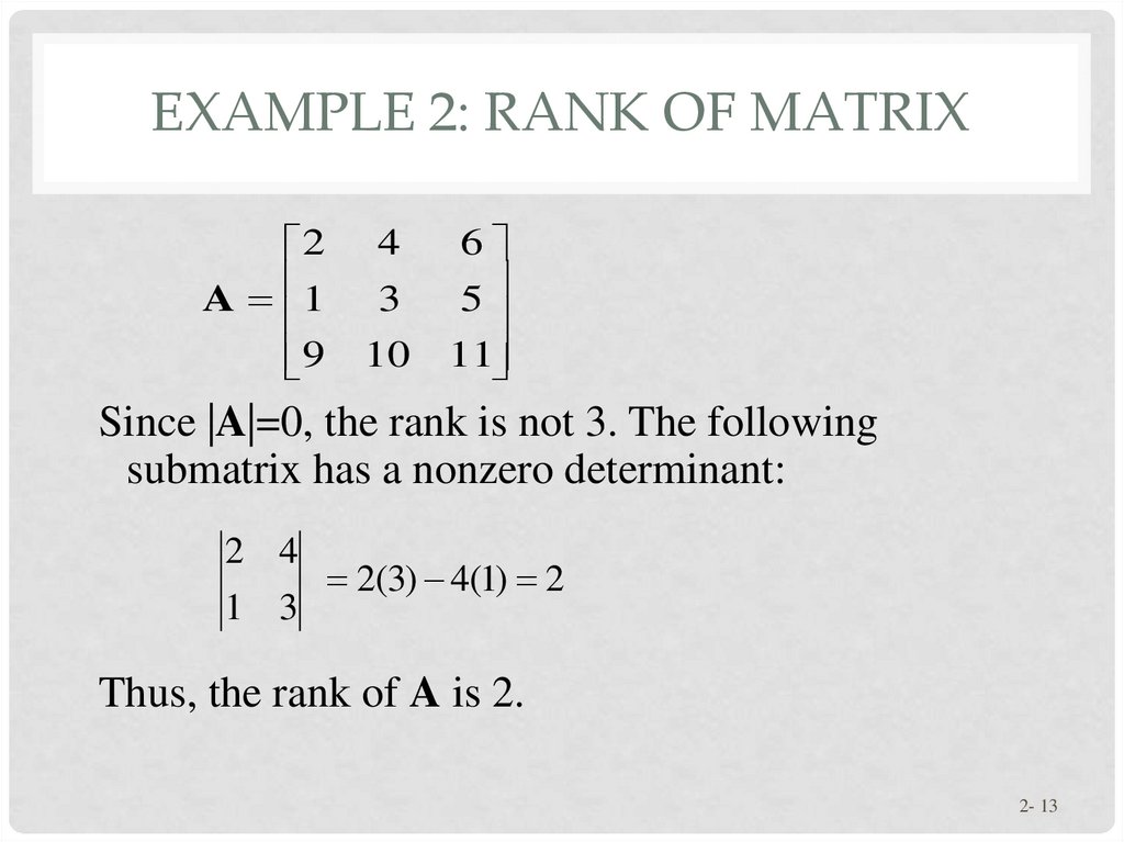 Example 2: Rank of Matrix