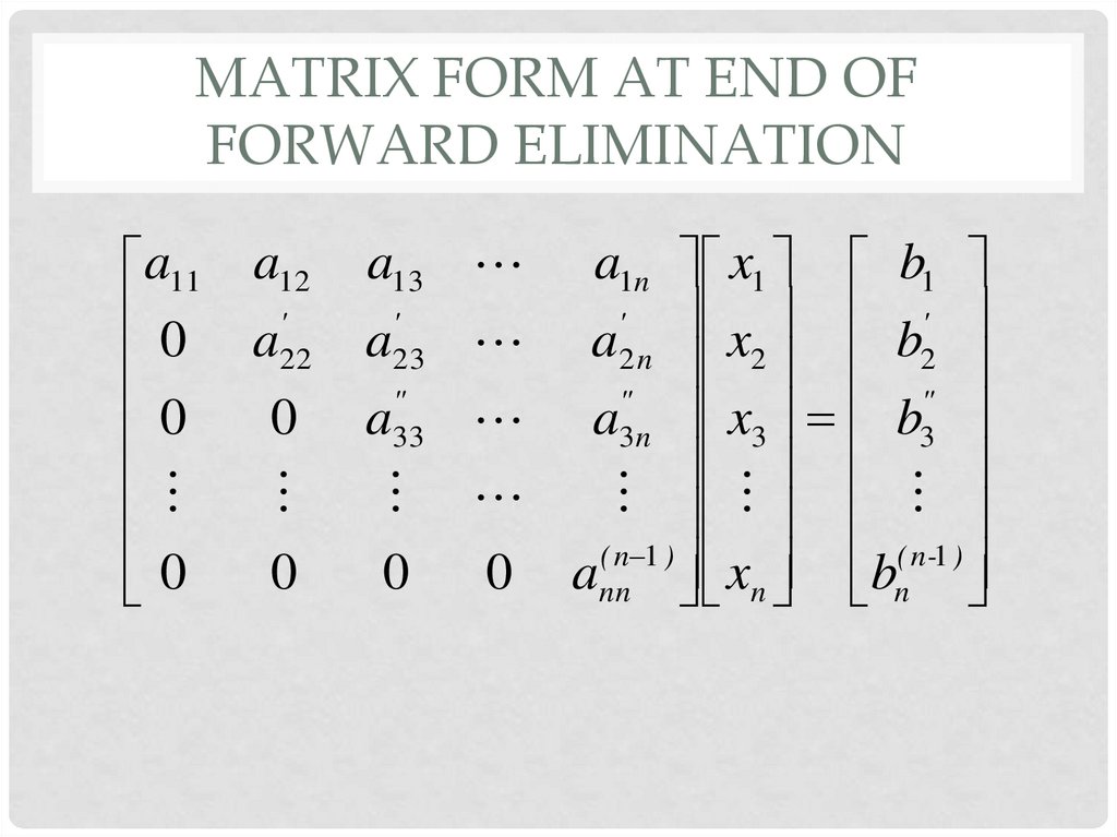 Matrix Form at End of Forward Elimination