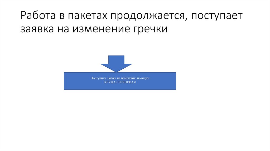 Работа в пакетах продолжается, поступает заявка на изменение гречки