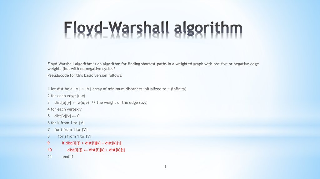 Floyd–Warshall algorithm