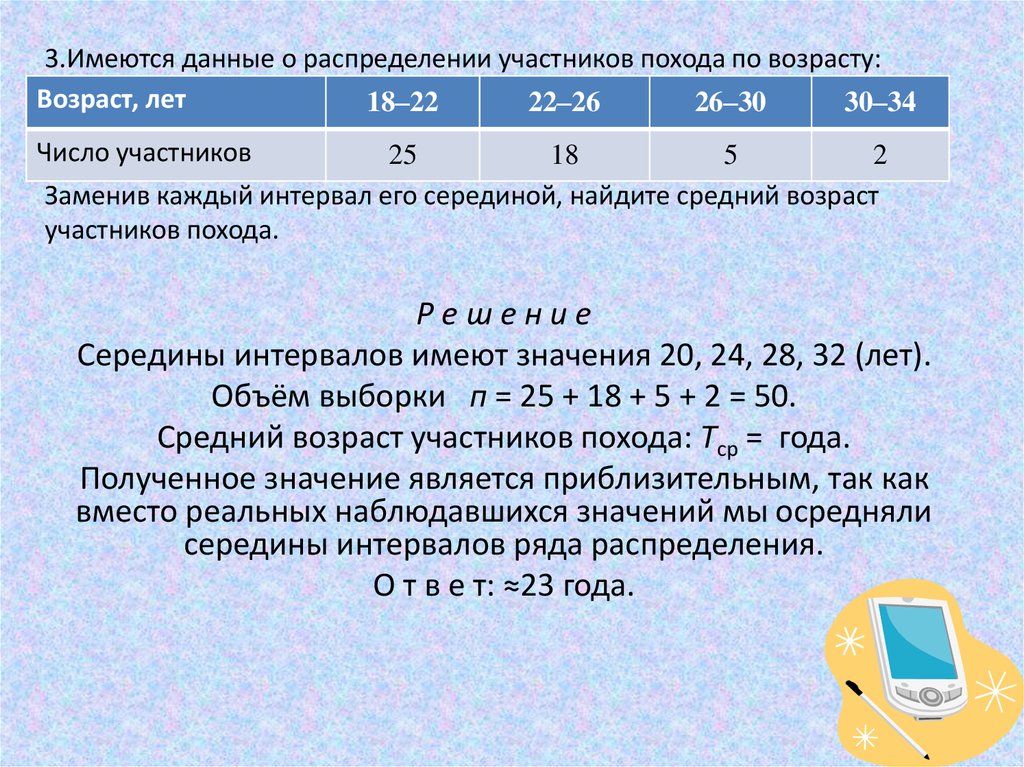 Согласно указанным данным. Как рассчитать средний Возраст. Найти средний Возраст участников похода. Как рассчитать средний Возраст населения. Посчитать средний Возраст.