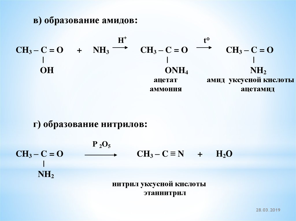 Амид уксусной кислоты. Синтез нитрилов из амидов. Нитрид уксусной кислоты. Образование уксусной кислоты. Нитрил уксусной кислоты.