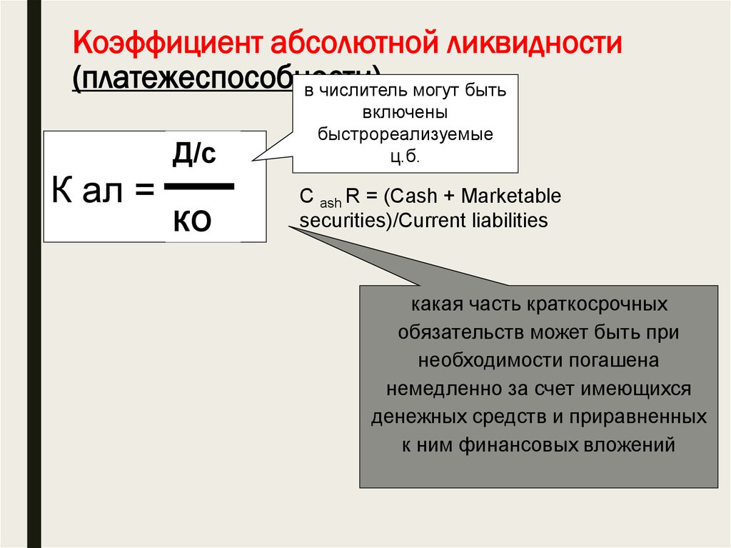 Коэффициент ликвидности формула по балансу