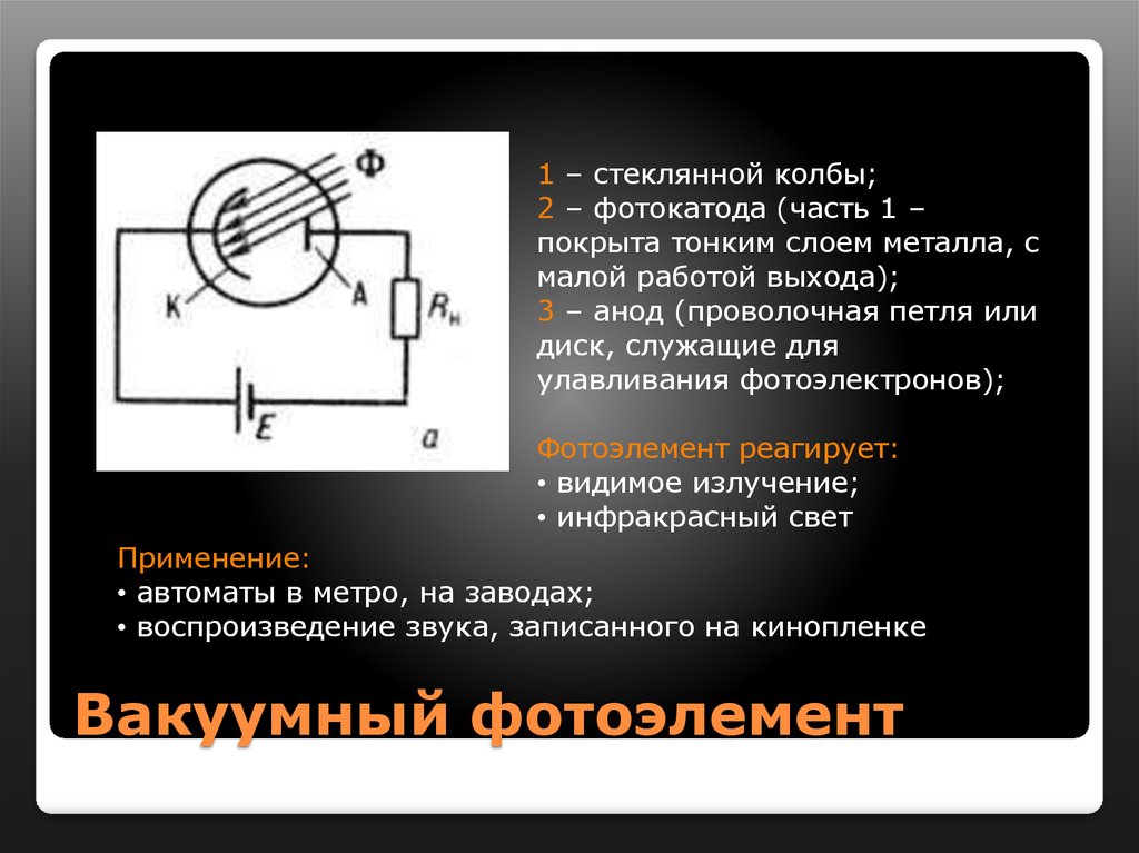 Фотоэлементы с внешним фотоэффектом. Вакуумный фотоэффект. Фотоэлемент с внешним фотоэффектом рисунок.