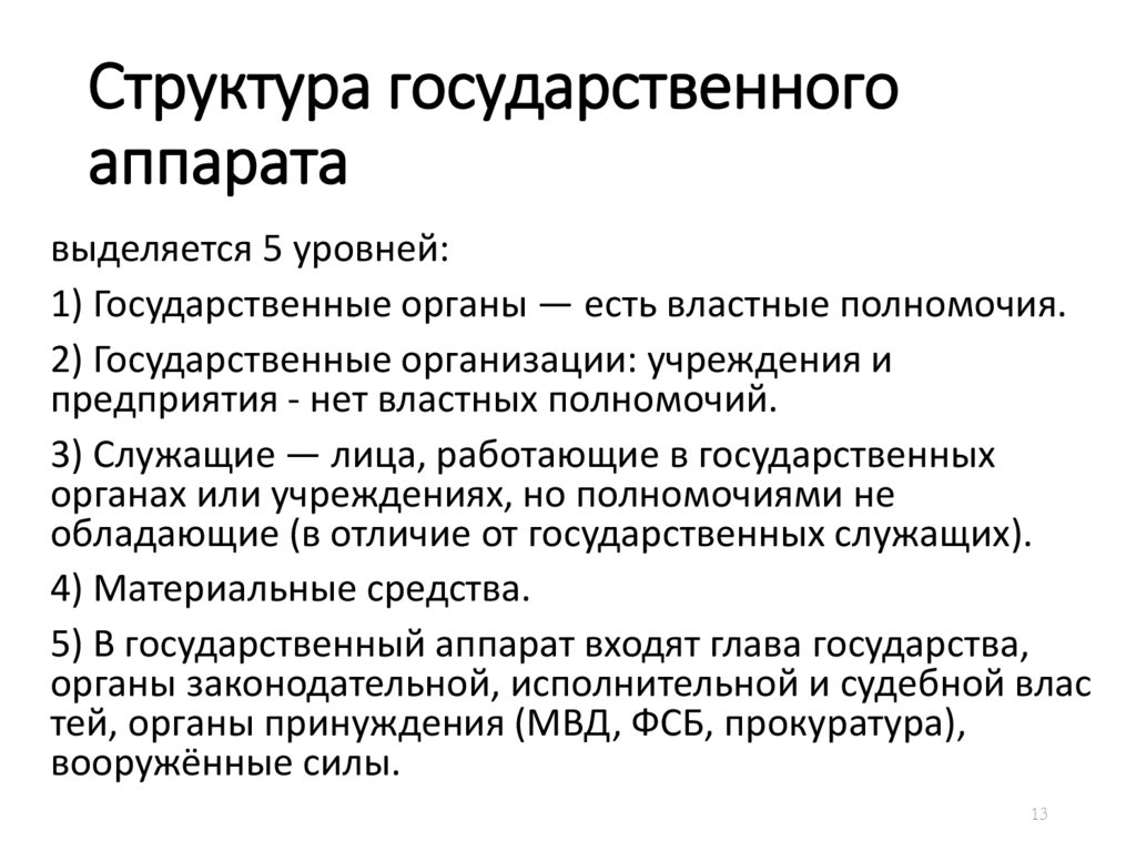 Содержание государственного аппарата это доход. Структура государственного аппарата.