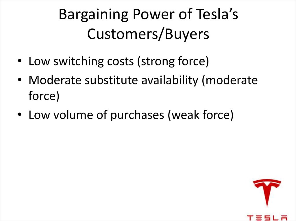 Bargaining Power of Tesla’s Customers/Buyers