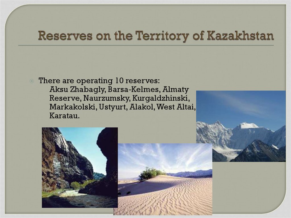 Reserves on the Territory of Kazakhstan