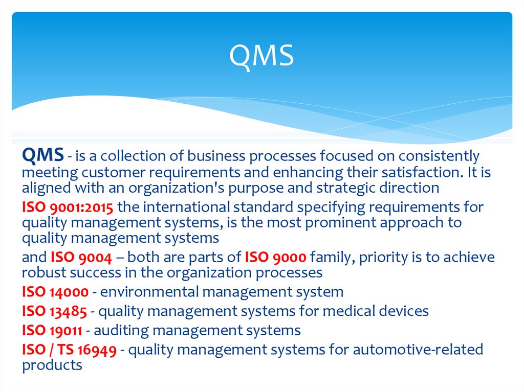 QMS Elements Basic steps of QMS. Quality Engineering 3 - online