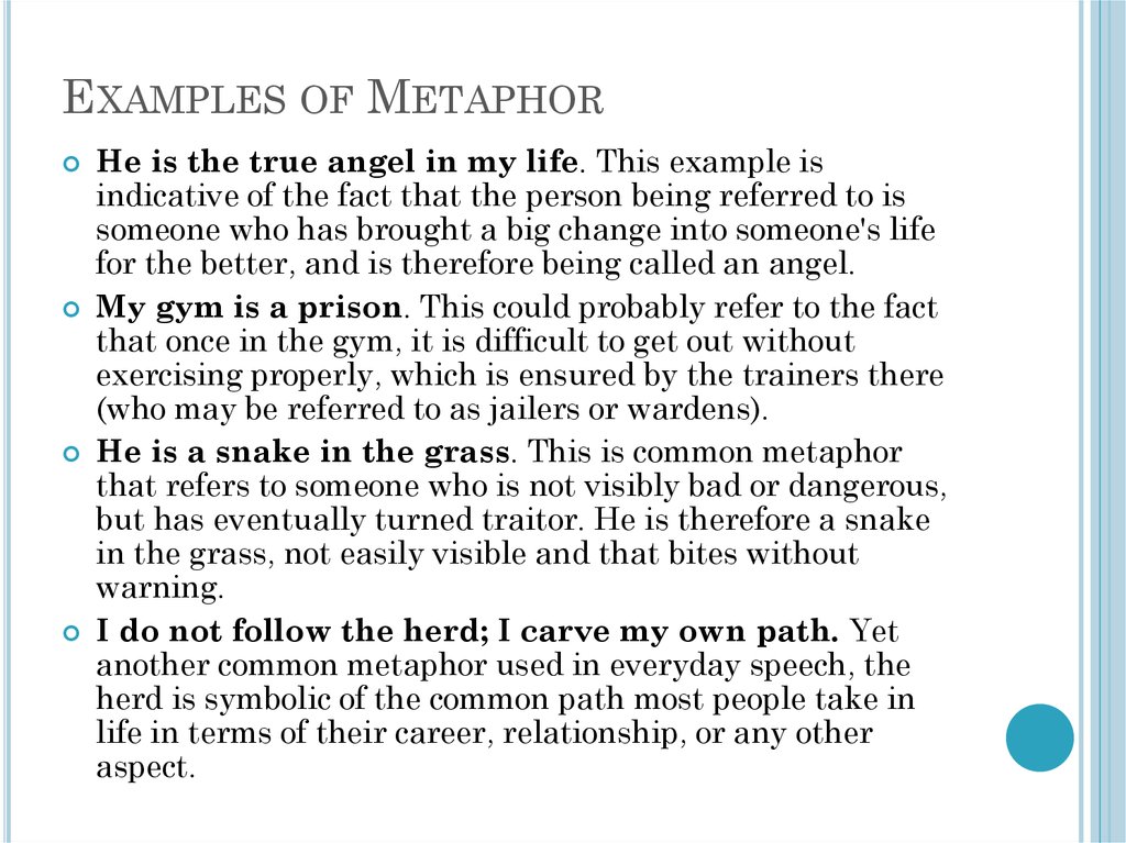Examples of Metaphor