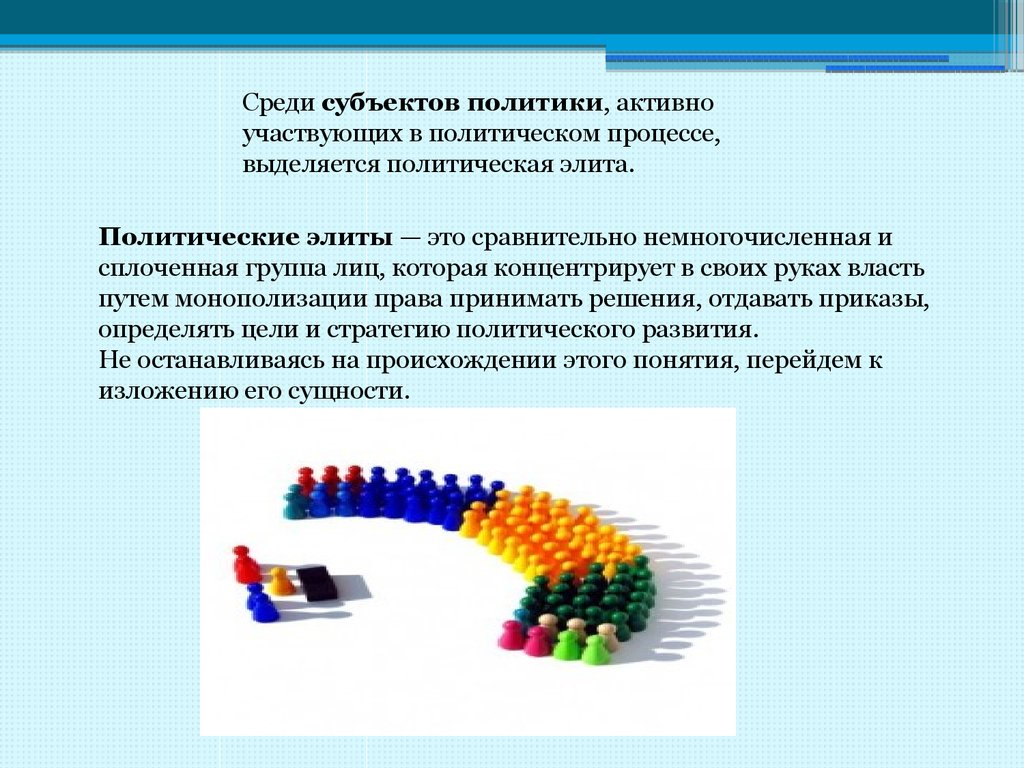 План политическая элита как субъект