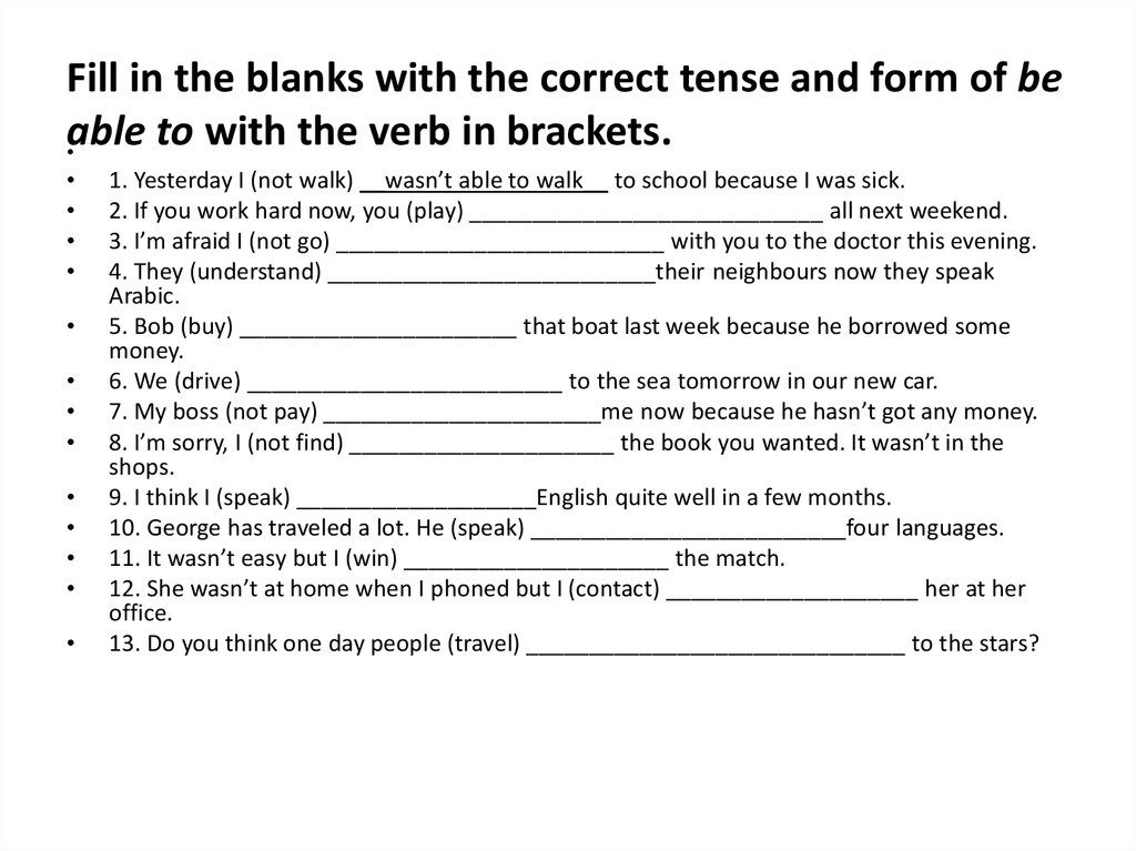 Find the correct tense