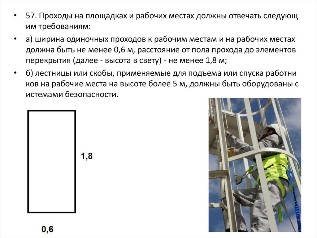 Ширина проходов к рабочим местам