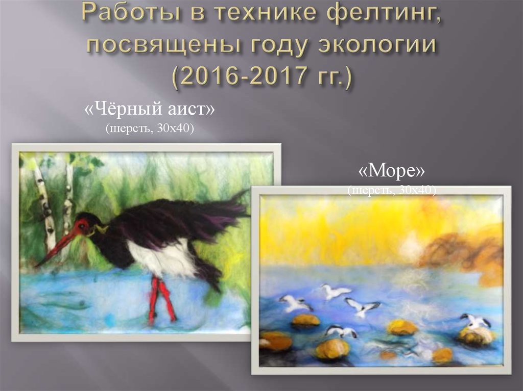 Работы в технике фелтинг, посвящены году экологии (2016-2017 гг.)