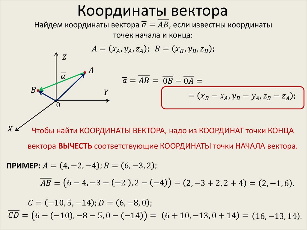 Координаты вектора