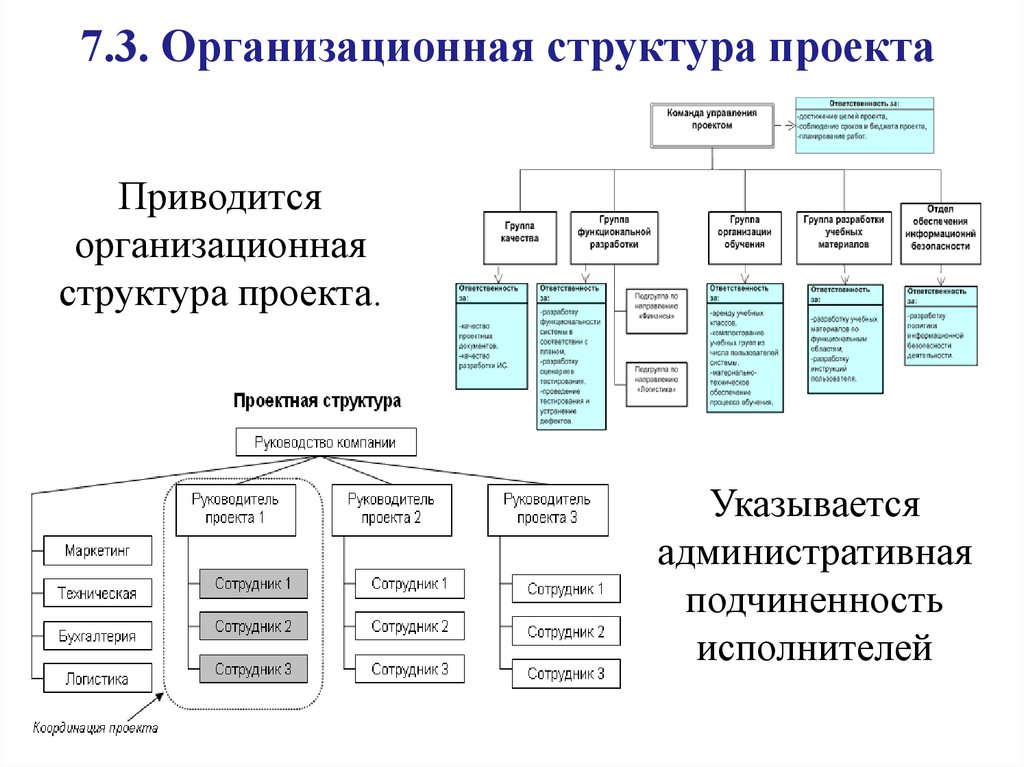 Разработка организационной структура организации. Организационная схема проекта пример. Проектная структура управления пример организации.