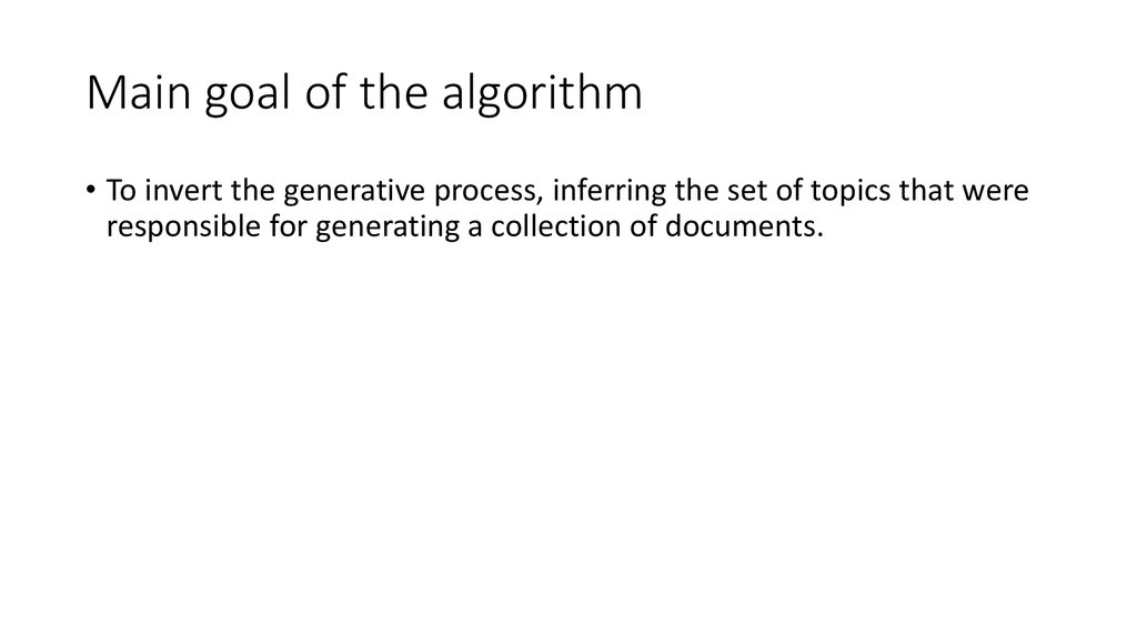 Main goal of the algorithm