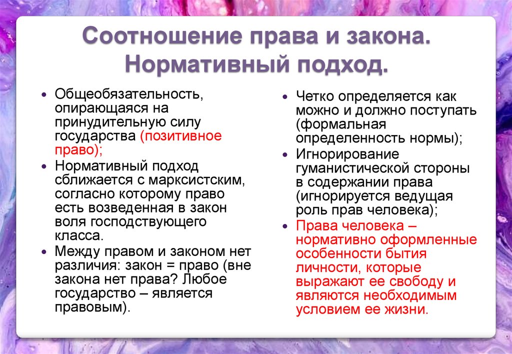 Нормативный подход. Соотношение права и закона. Право и закон соотношение понятий. Взаимосвязь права и закона. Право и закон соотношение.