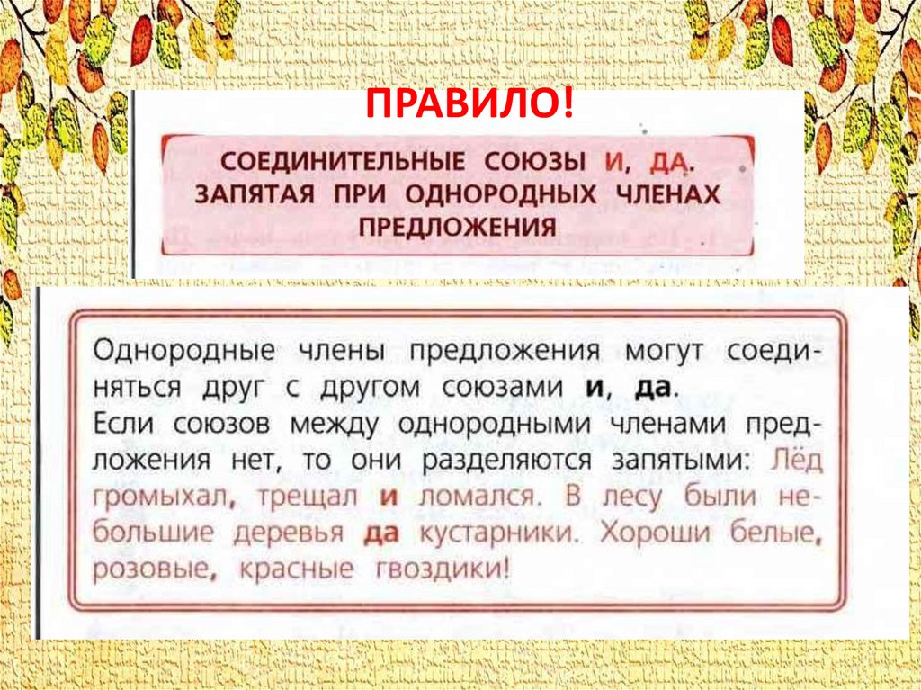 Упражнение запятая при однородных