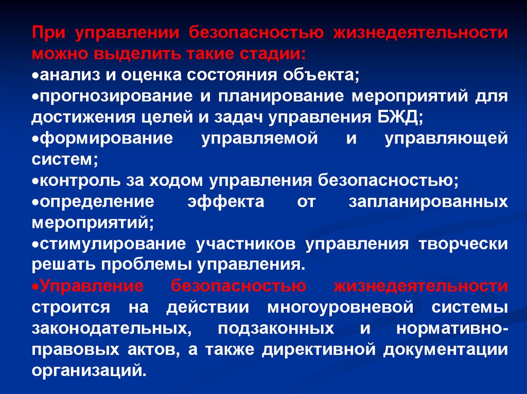 Лекция управление. Безопасность в чрезвычайных ситуациях БЖД. Безопасность в ЧС - БЖД. Система стандартов «безопасность в чрезвычайных ситуациях». Управление безопасностью жизнедеятельности.