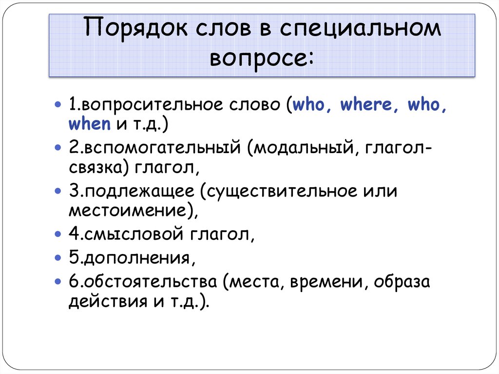 Схема построения общего вопроса в английском языке