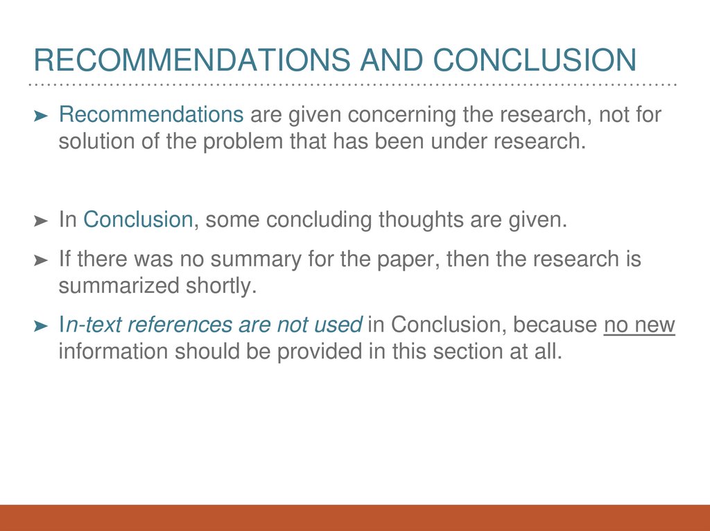 difference between conclusion and recommendation in research