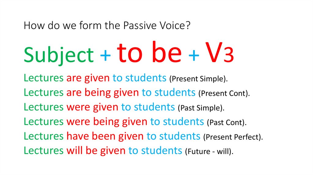 How do we form the Passive Voice?