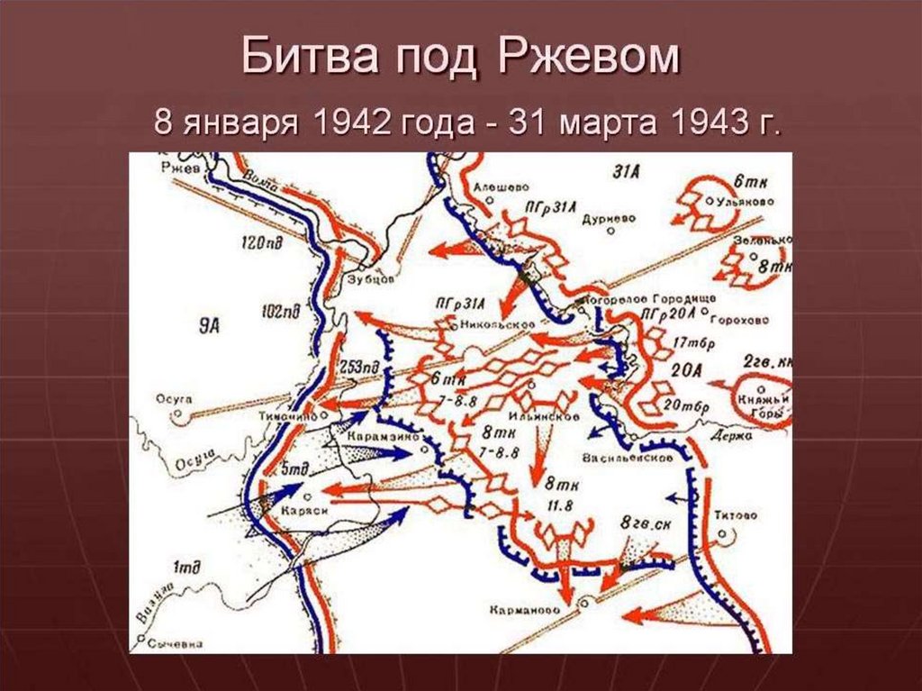 Карта боев за ржевский выступ 1942 1943 годов