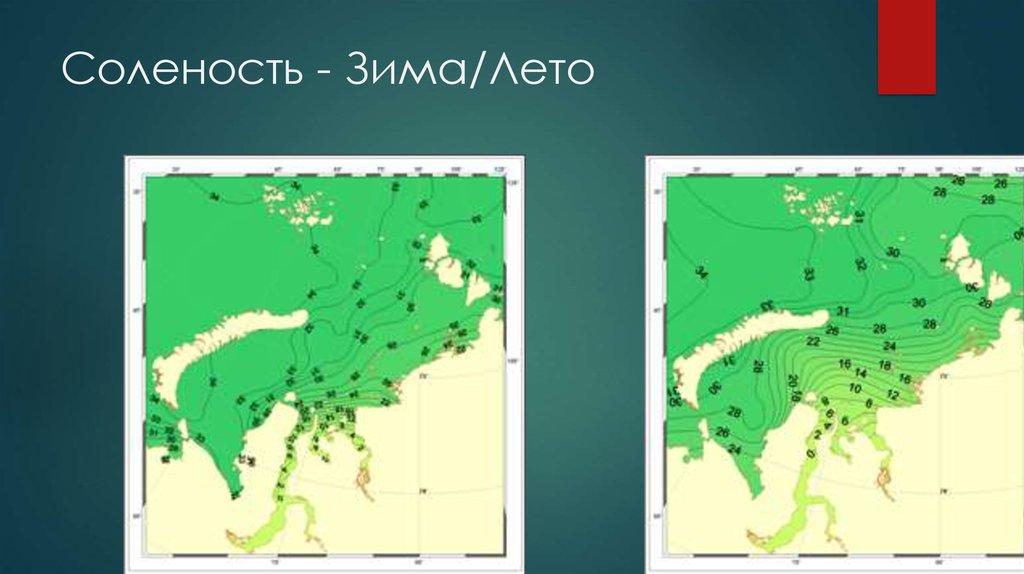 Соленость и температура мексиканского залива на карте