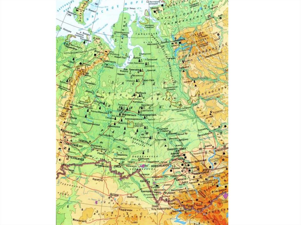 В какой стране находится западно сибирская равнина. Рельеф Западно сибирской равнины карта. Формы рельефа Западно сибирской равнины на карте. Рельеф Западно сибирской равнины. Западно-Сибирская низменность полезные ископаемые.