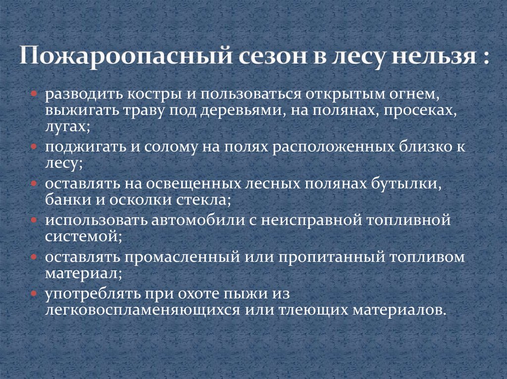 Правила поведения в пожароопасный период для школьников презентация