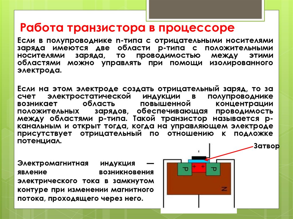 Работа транзистора в процессоре