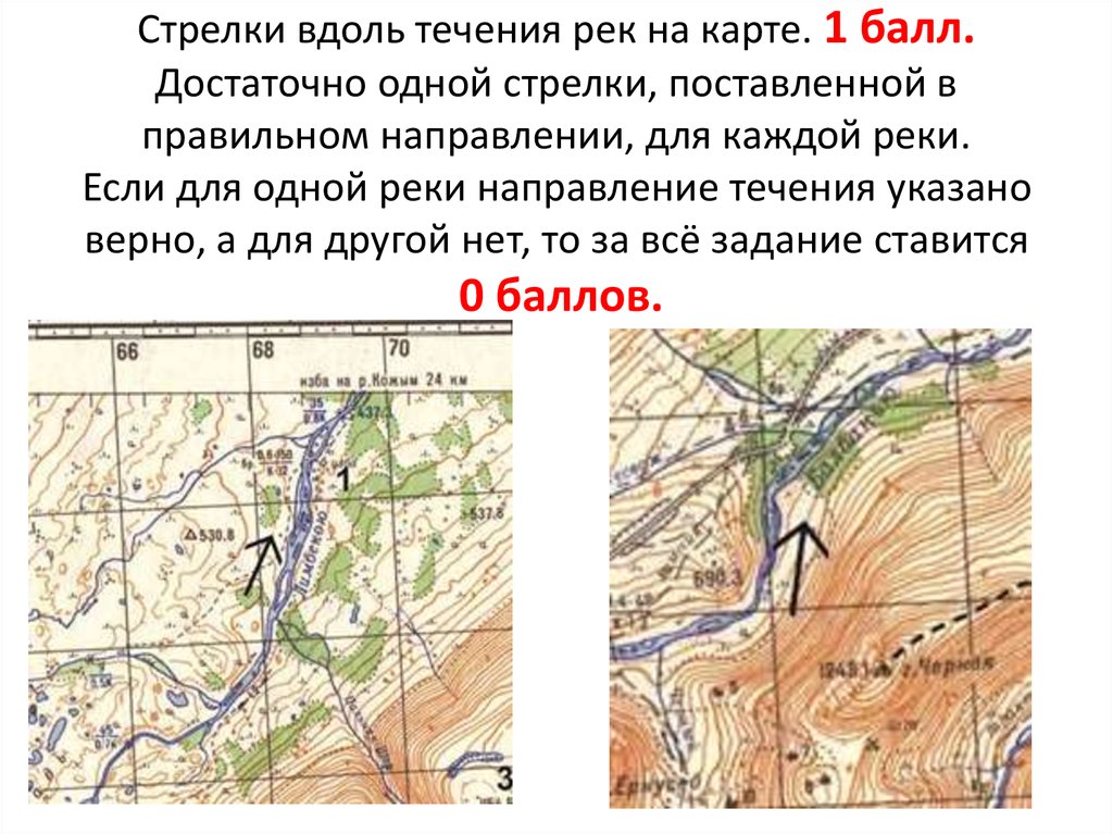 Карта с направлением течения рек